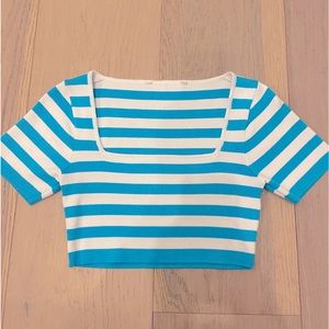 Zara Square Neckline Short Sleeve Crop Top